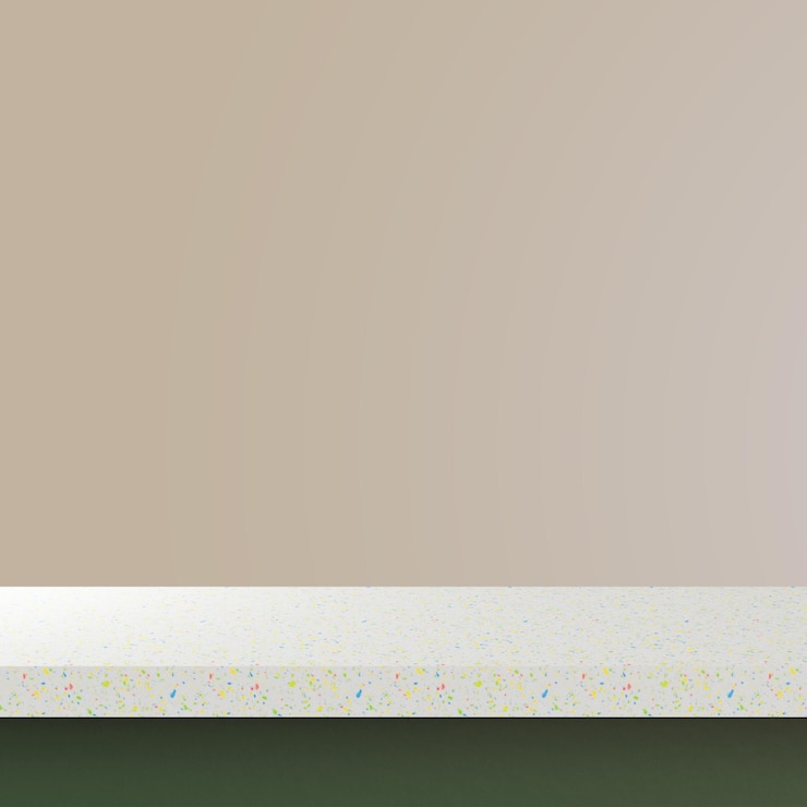 PSD a white and gray counter top with multicolored dots on it