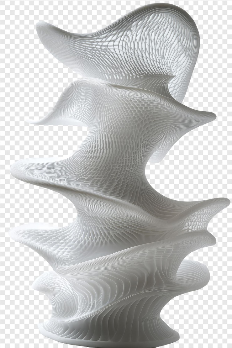 PSD a white and gray sculpture of a white and gray object