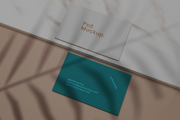 Mockup logo realistico foglia bianca e verde e ombra psd