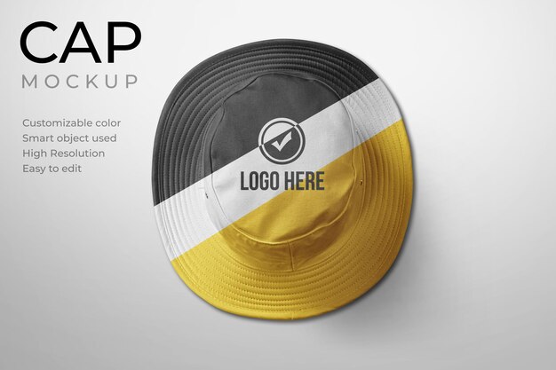 White hat top view logo mockup