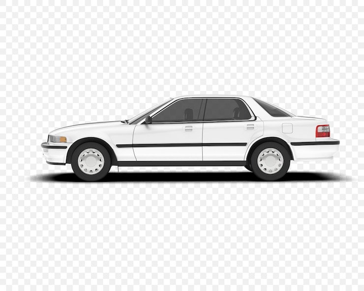 PSD white honda accord sedan classic car side view