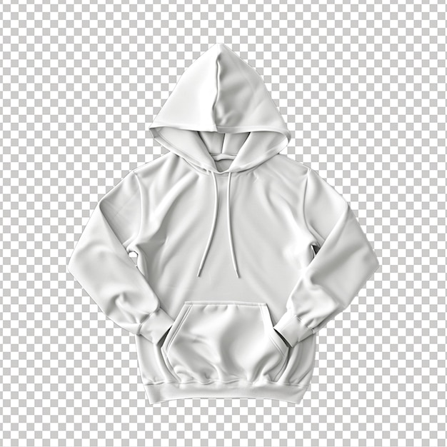 White hooded sweatshirt mockup seen from the front isolated on transparent background