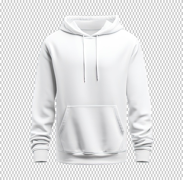 PSD white hoodie front side mockup template isolated on transparent background