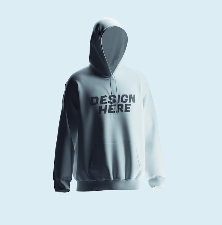 PSD white hoodie mockup with design here text