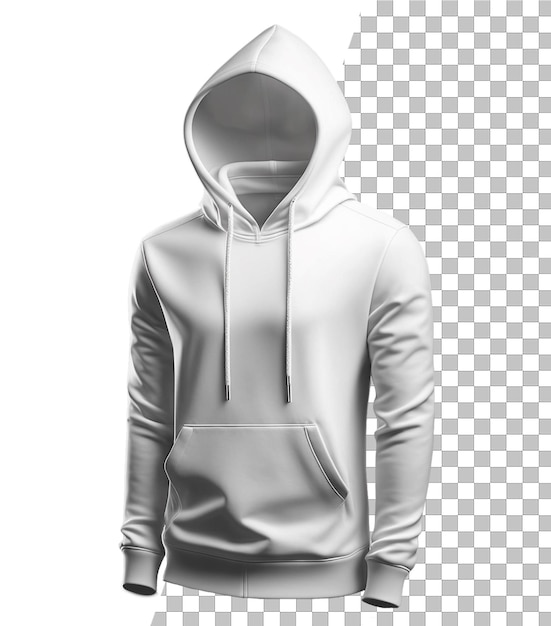 PSD a white hoodie with the face of a man with the word hood on it.