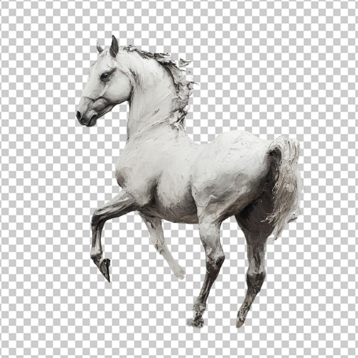 PSD a white horse running in a field on transparent background