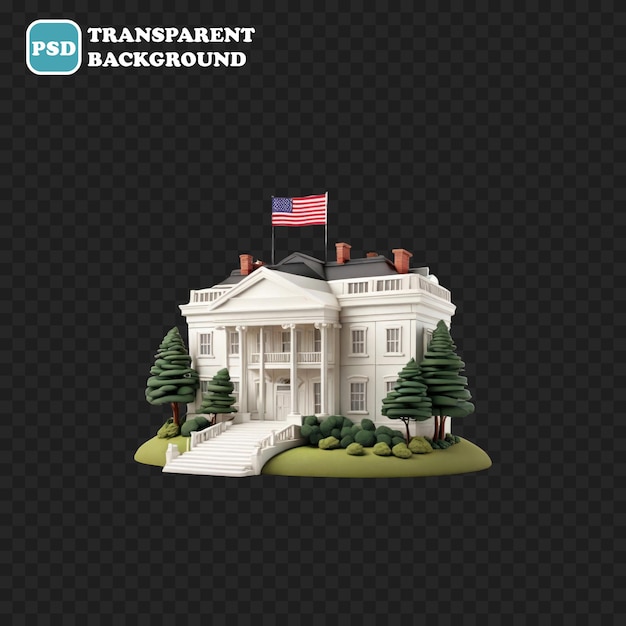 PSD white house icon isolated 3d render illustration