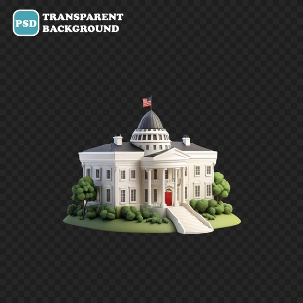 White house icon isolated 3d render illustration