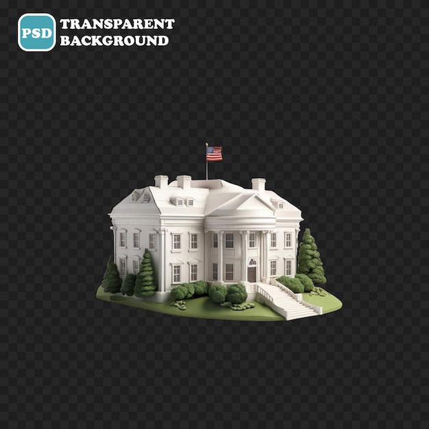 Икона белого дома изолирована 3d-илюстрация