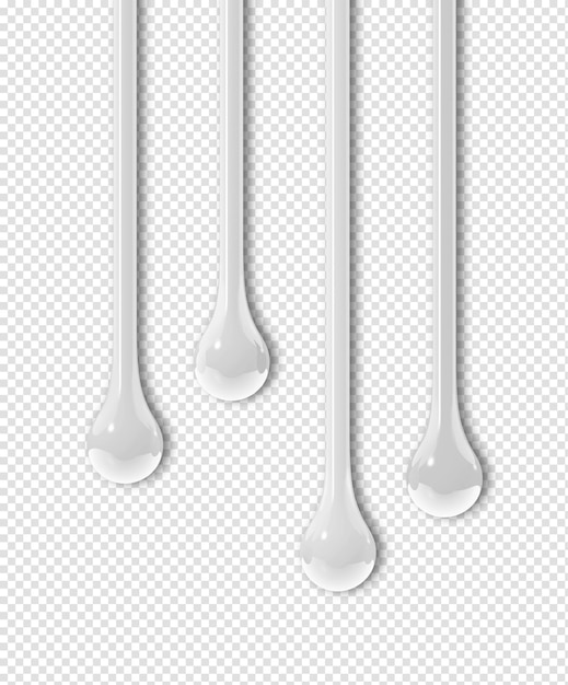 White ink drops on transparent background