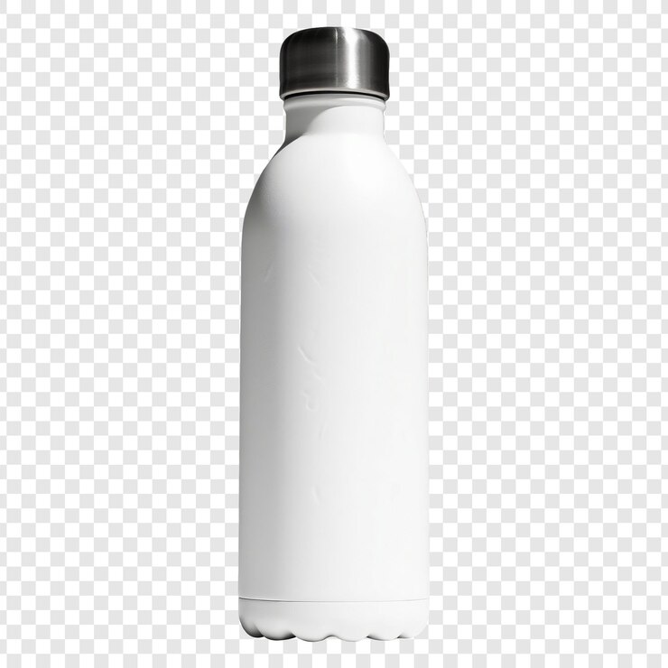 PSD white insulated water bottle with metal cap
