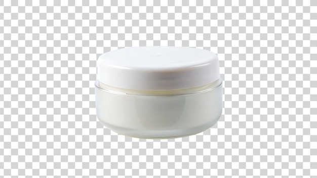 White jar with lid for cosmetics on transparent background