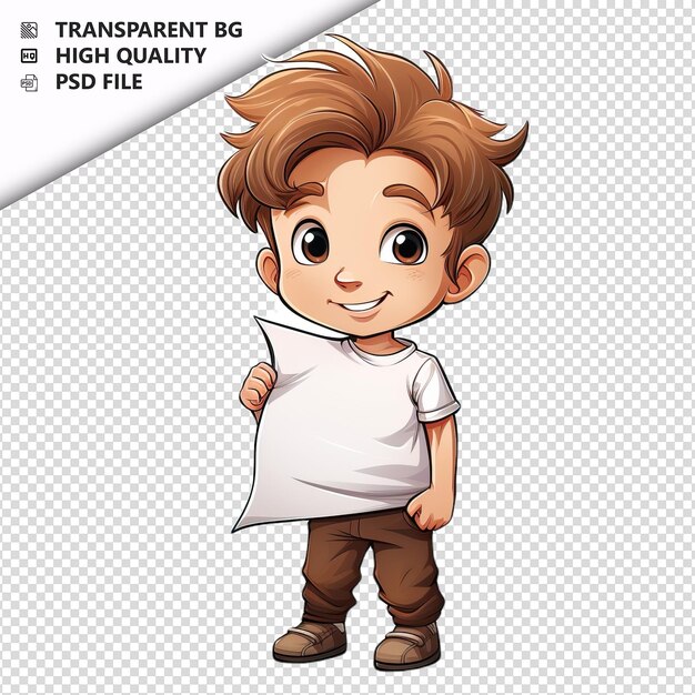 PSD white kid drawing 3d cartoon style white background isola