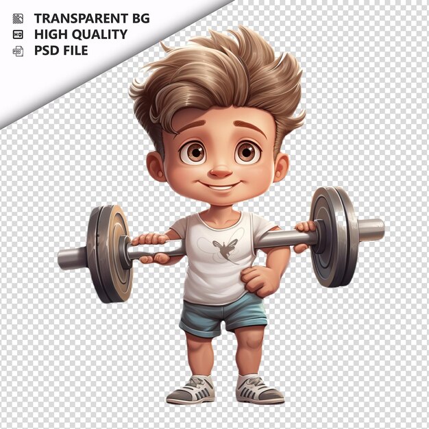 White kid gymming ultra realistic style white background