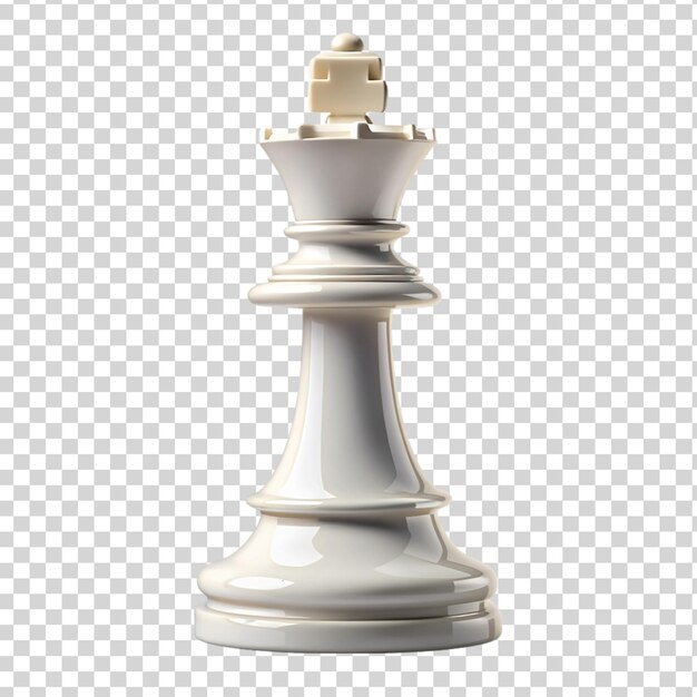 PSD white king chess piece isolated on transparent background