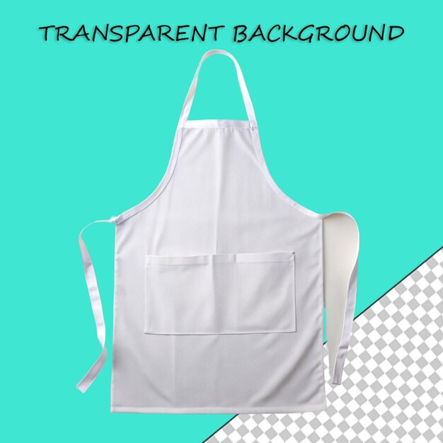 PSD white kitchen apron standing isolated on a transparent background