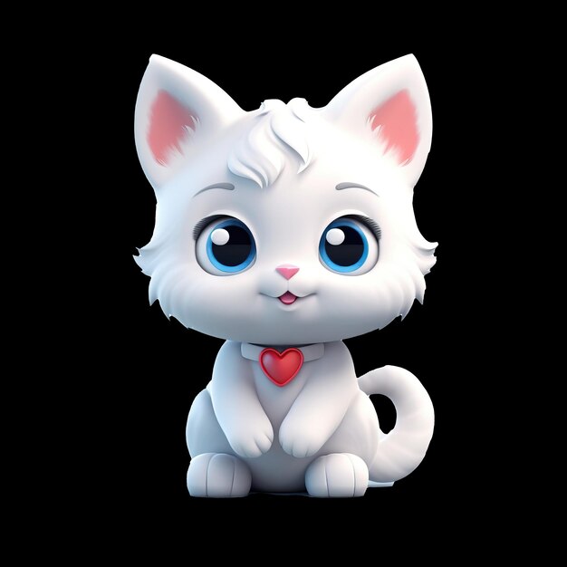 PSD white kitten cute kitten kawaii style ai generated image cute cartoon illustration