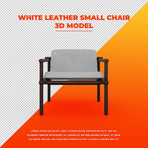 White leather small chair isolated 3d model