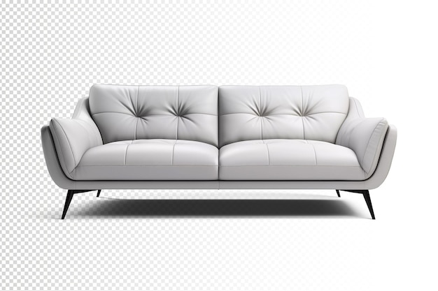 PSD white leather sofa on transparent background psd