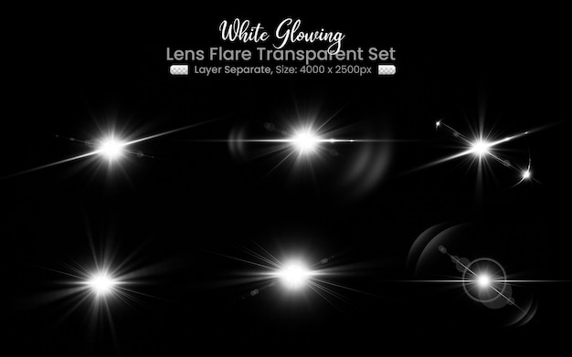 White lens flare with abstract lens lights collection