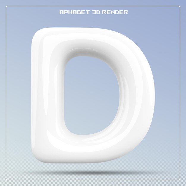 PSD white letter d font bubble alphabet 3d render