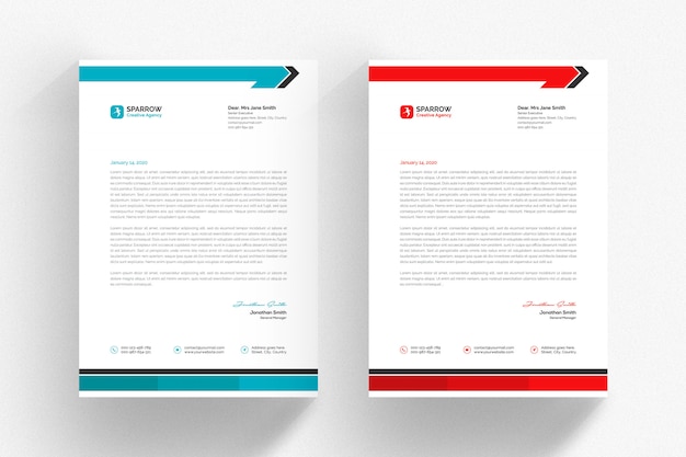 PSD white letterhead template with aquarium and red details