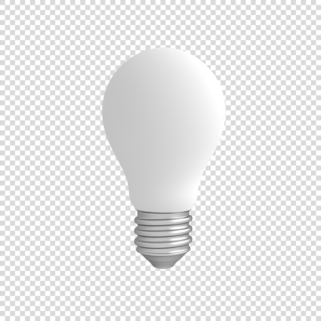 White light bulb isolated on white background Minimalist concept bright idea concept 3D render