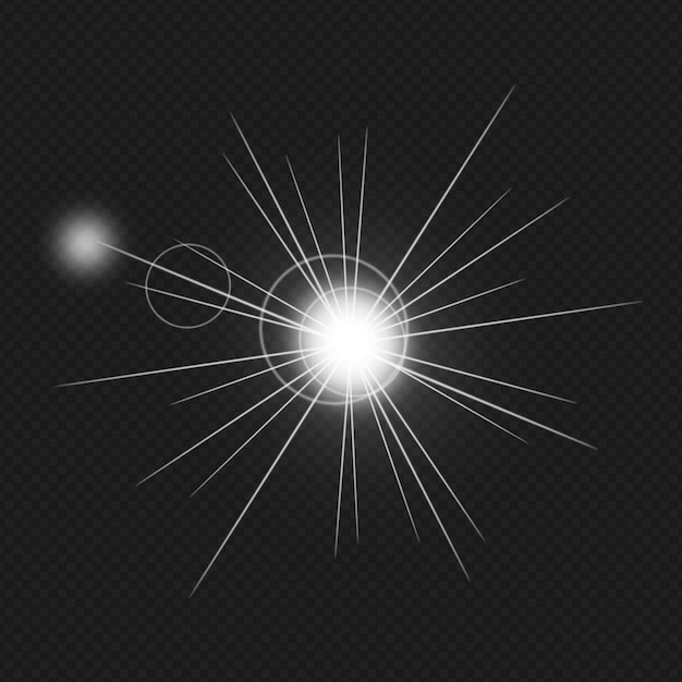 A white light burst with white rays isolated on transparent background