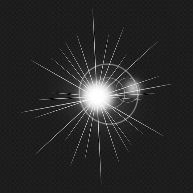 Un'esplosione di luce bianca con raggi bianchi isolati su sfondo trasparente