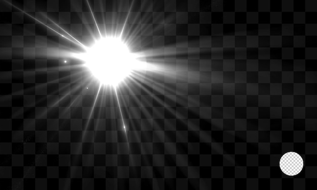 PSD white light from the center with a halo of light on a transparent background