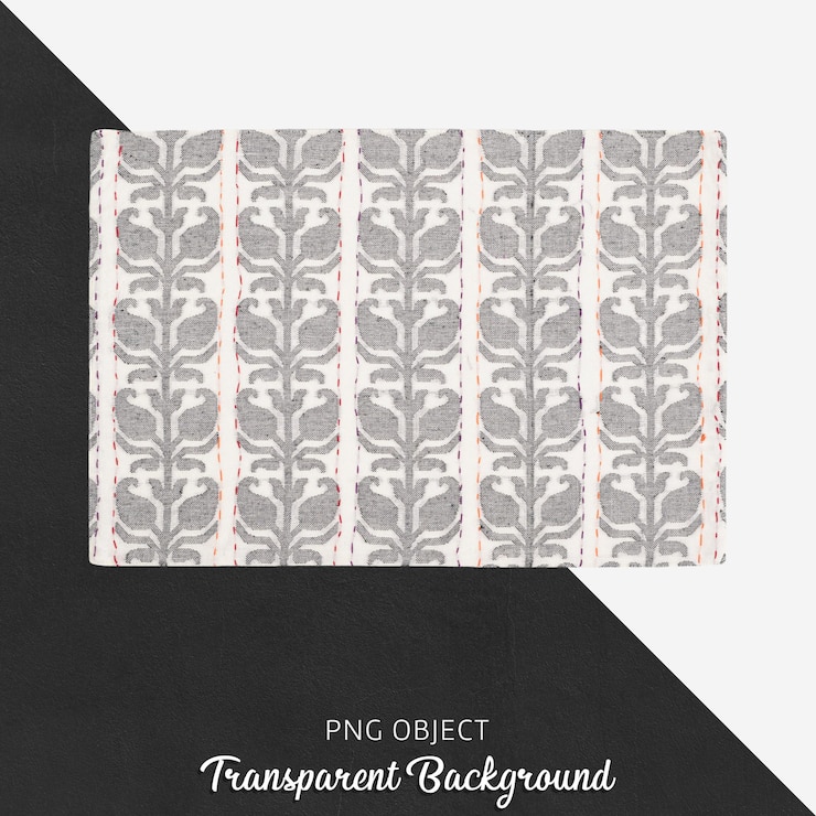 PSD white and light gray patterned kitchen textile on transparent background