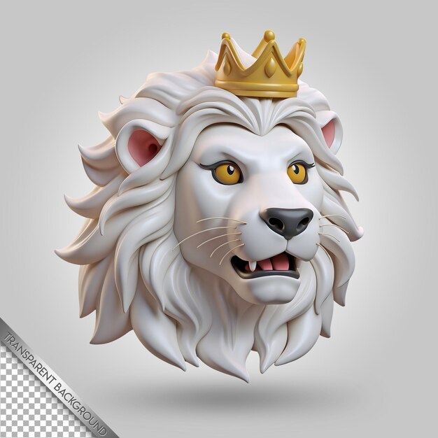 PSD a white lion head with a gold crown on it