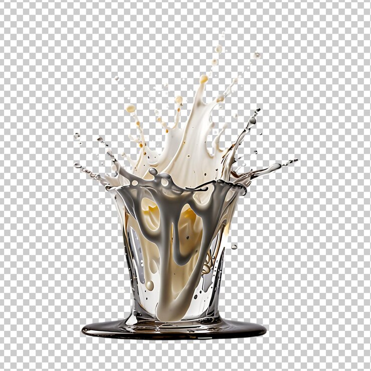PSD white liquid splash cut out on a white transparent background
