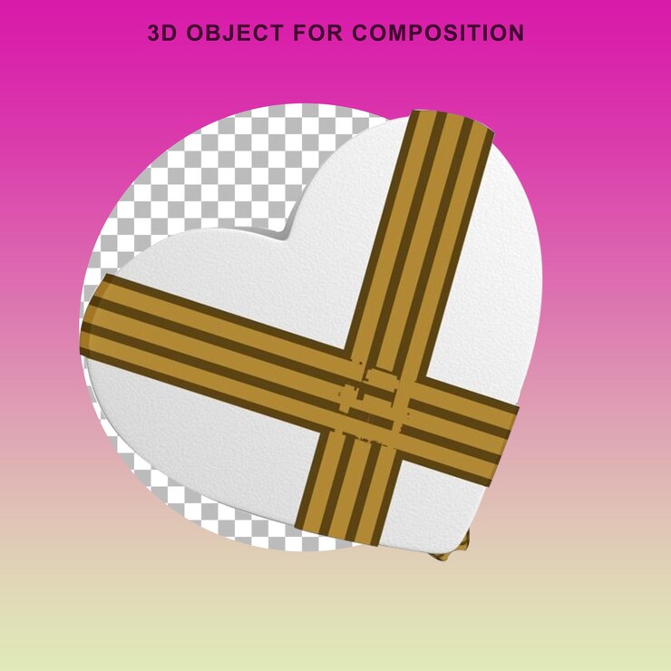 PSD 白色的爱情礼盒 3d 渲染