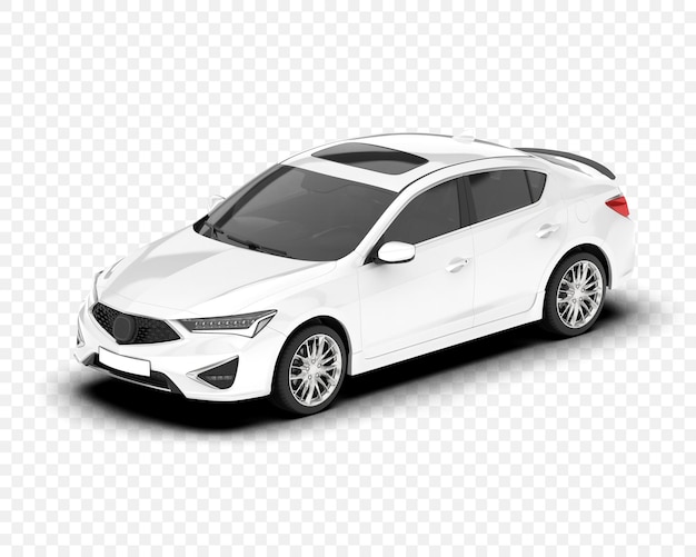 透明な背景の白い高級セダンカー