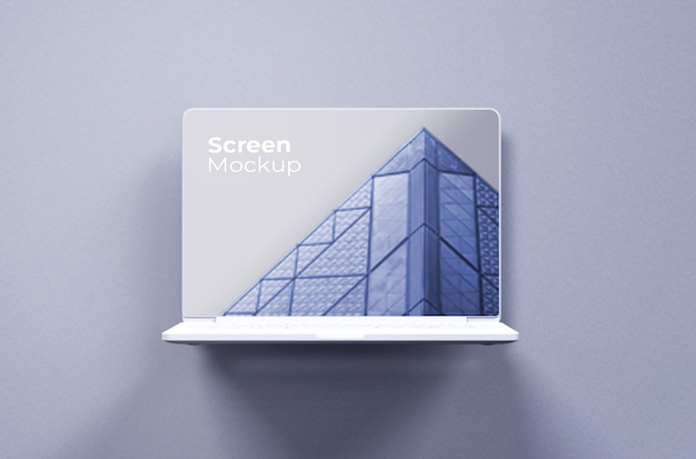 White MacBook pro clay mockup front view