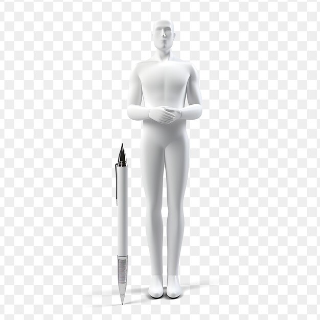 PSD a white male figure with a pen and a pencil