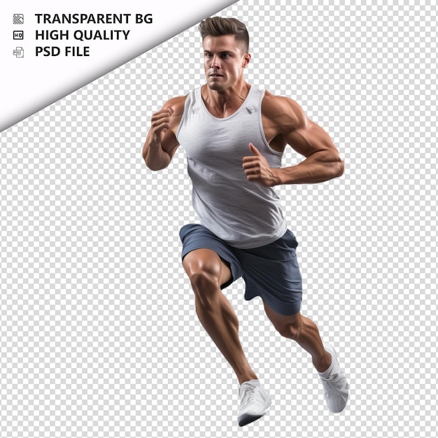 PSD white man running ultra realistic style white background