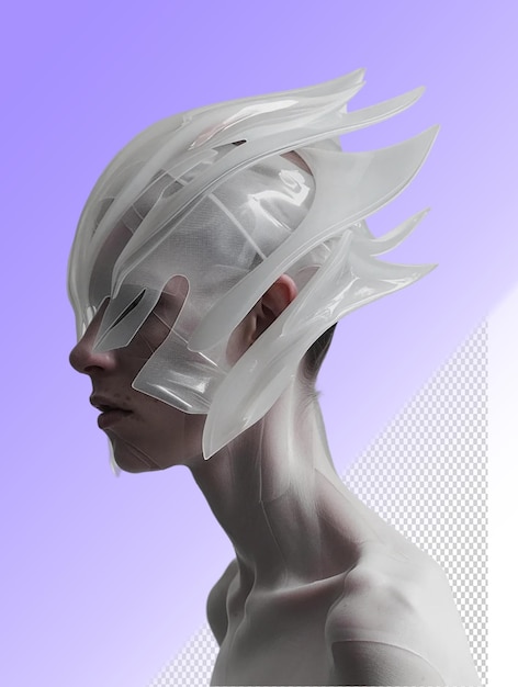 A white mannequin with a white head and a white hair style