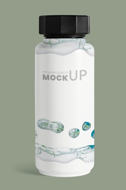 White marble bottle mockup psd handmade experimental art