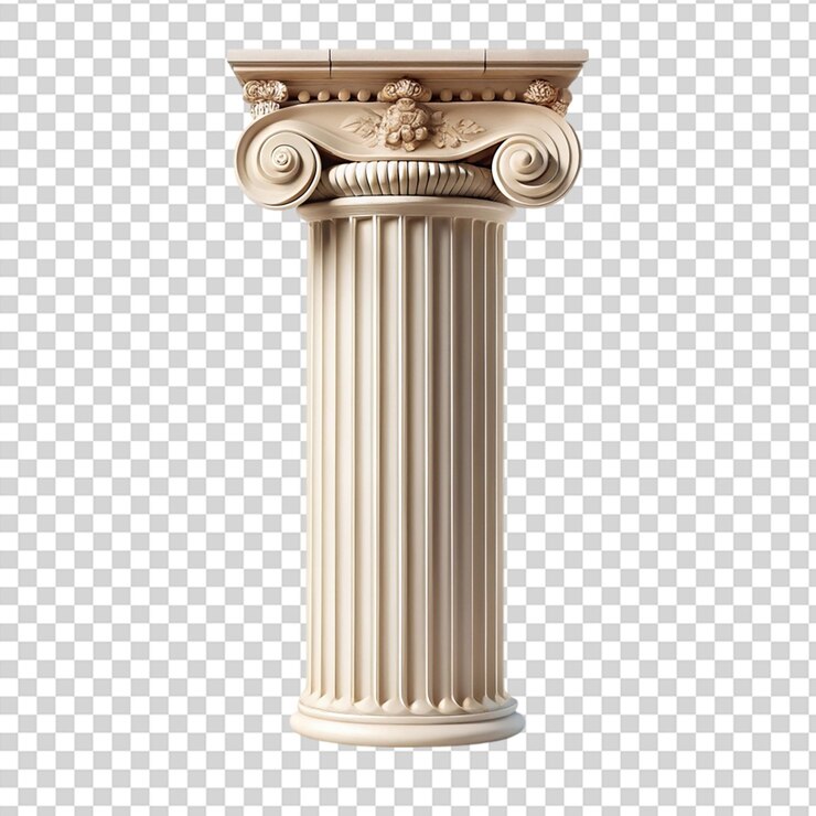 PSD a white marble column with a decorative top and a swirl design on it on transparent background