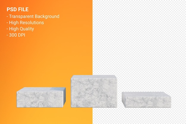 white marble podium minimal design in 3d rendering isolated