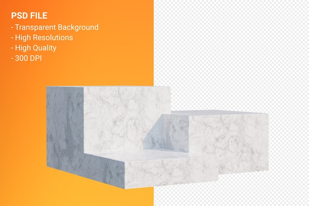 white marble podium minimal on transparent for cosmetic product presentation