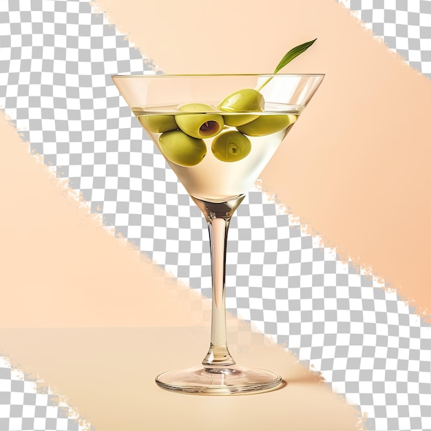 PSD Белый бокал для мартини с оливковой и лайм на прозрачном фоне