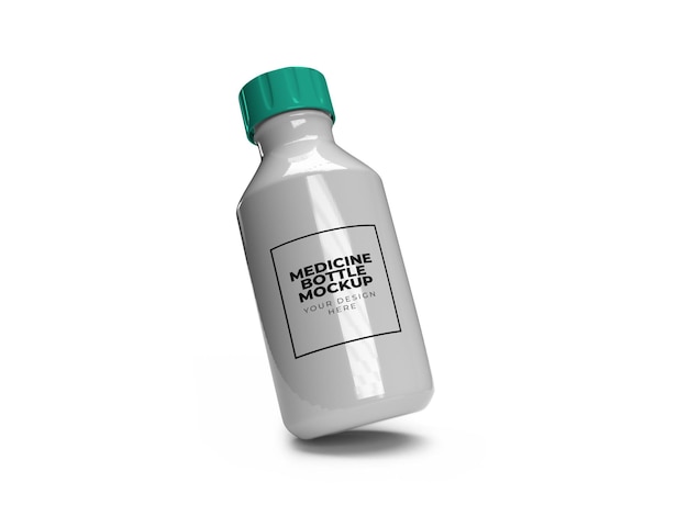 White Medicine Bottle Mockup Isolated on White Background