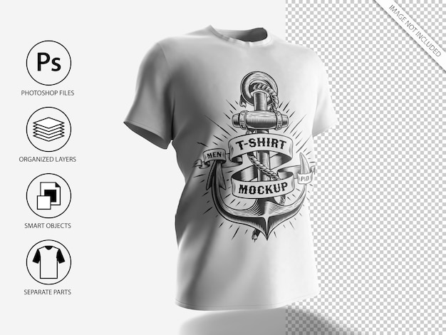 PSD white men t-shirt mockup