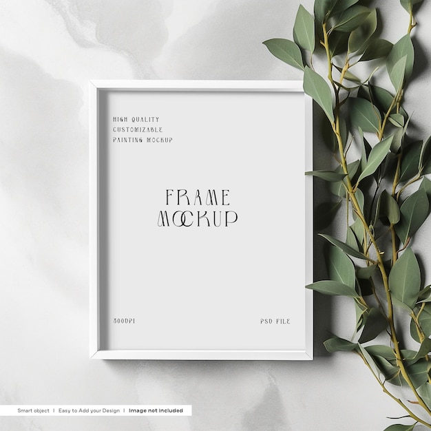 White metalic frame mockup from top view scene creator photo mockup art mockup branding mockup