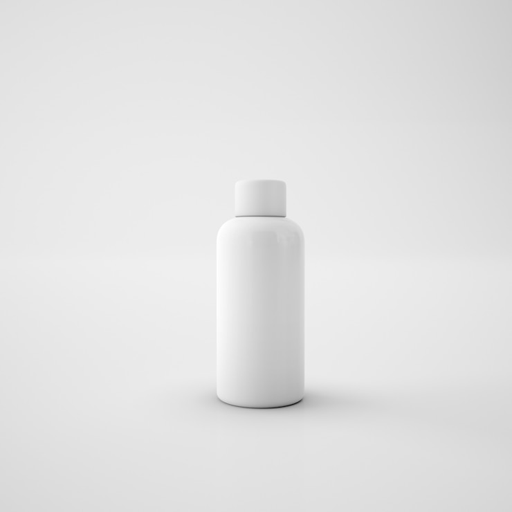 PSD white metallic bottle