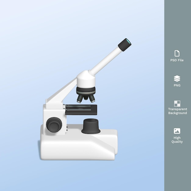 PSD a white microscope 3d illustration