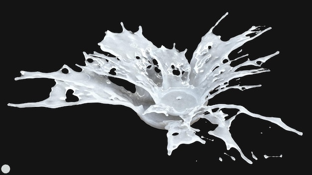 白い牛乳のスプラッシュ 3Dレンダリングイラスト 乳製品のための液体波
